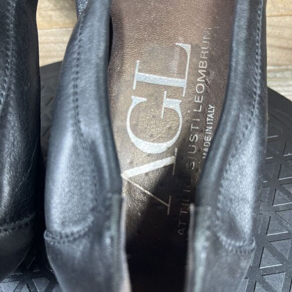 AGL Womens Sz 38.5 / 8.5 Black Leather Cap Toe Horsebit Loafer Ballet Flat Shoes - Picture 6 of 10